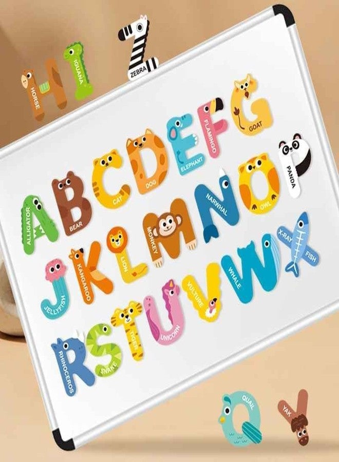 BHAVYAM Wooden Thick Alphabet Magnets for Toddlers Fridge Large Size Cute Animal Colorful ABC Magnetic Letters 26 Letters Educational Toy Set for Kids Toddlers Preschool Learning (Uppercase Series) - Image 2